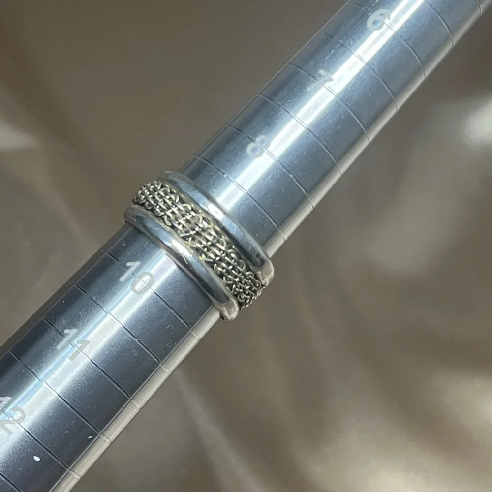 Vintage Sterling Silver 925 Mexico Basket‎ Weave Cage Modern Ring Band Size 9.25
